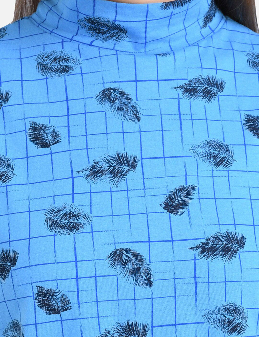 Kotty Women Blue Printed Pure Cotton Top