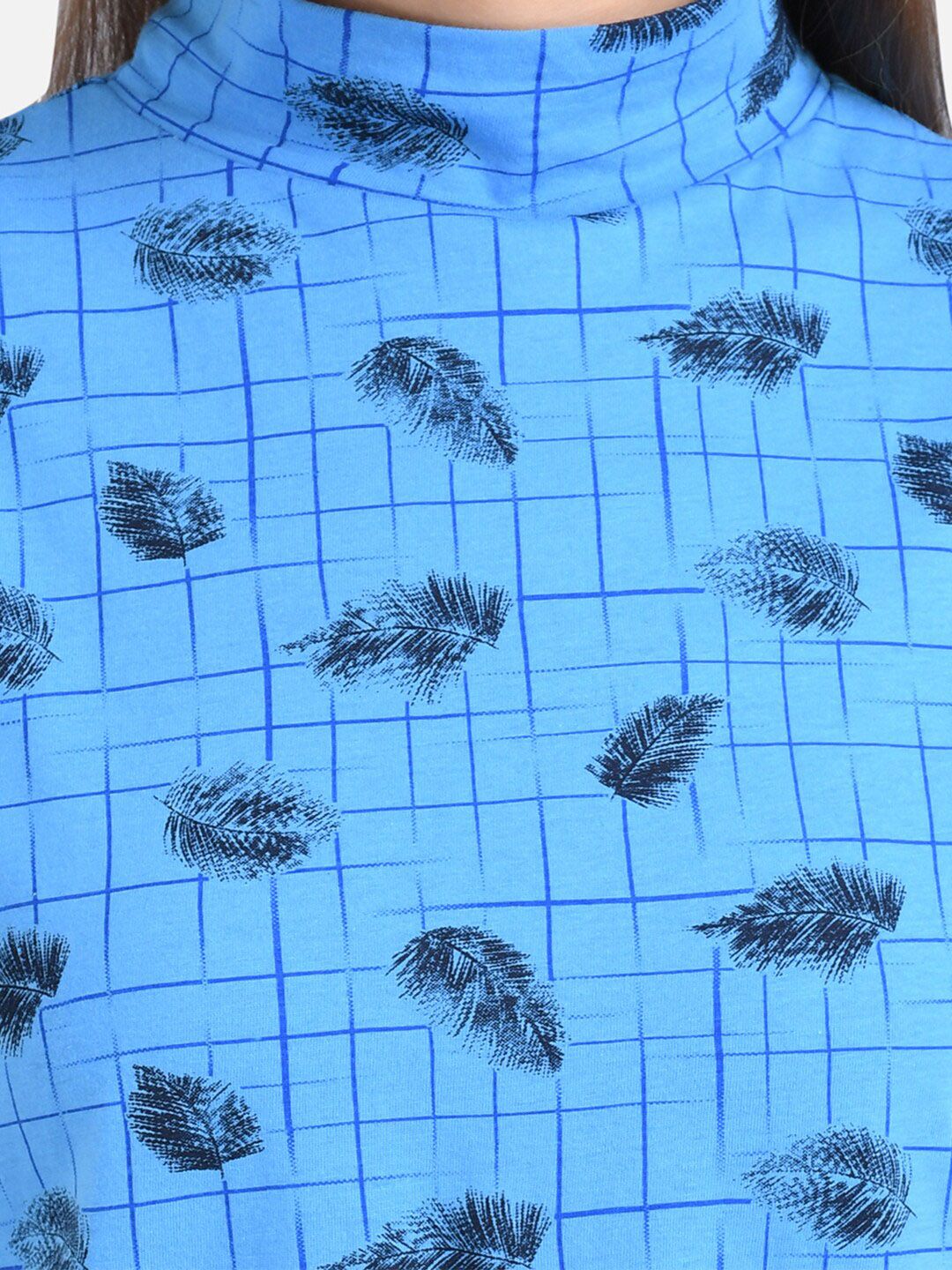 Kotty Women Blue Printed Pure Cotton Top