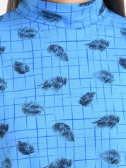 Kotty Women Blue Printed Pure Cotton Top