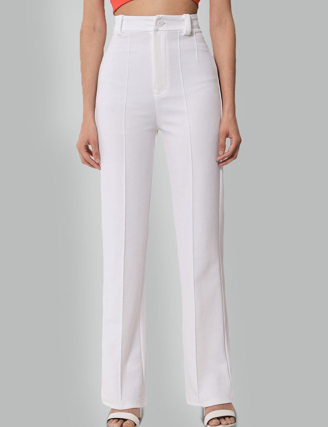 KOTTY BIZwear Women Relaxed Straight Leg Straight Fit High-Rise Easy Wash Trousers