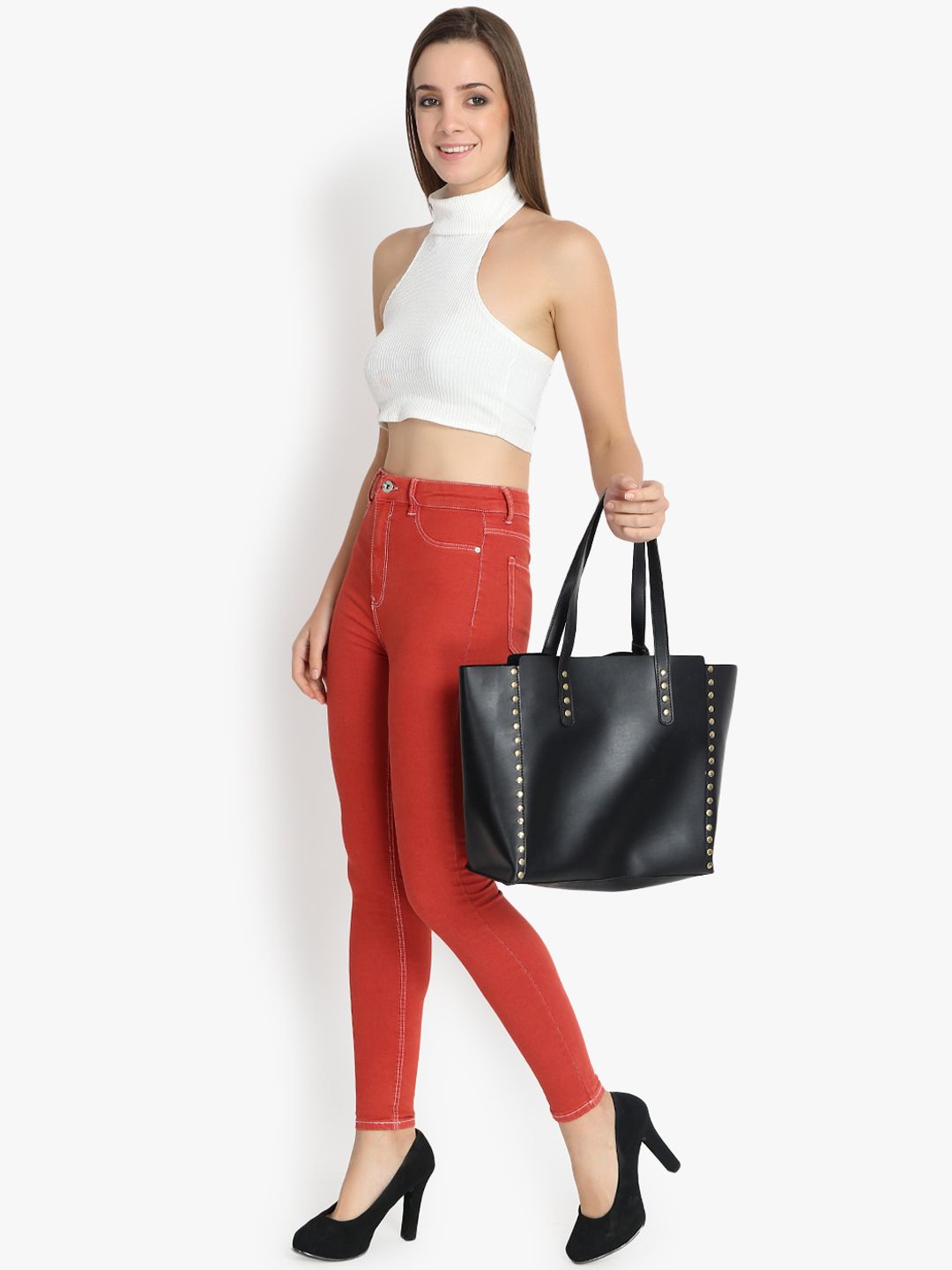 Kotty Women Red Skinny Fit High-Rise Clean Look Jeans