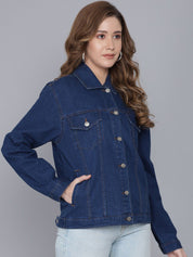 Kotty Women Blue Washed Denim Jacket