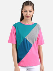 Kotty Women Pack of 2 Colourblocked Round Neck T-shirts