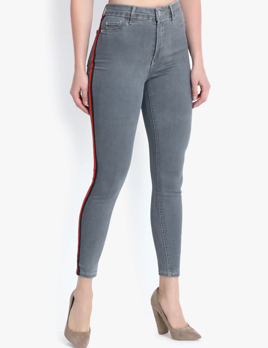 Kotty Women Grey Skinny Fit High-Rise Clean Look Jeans