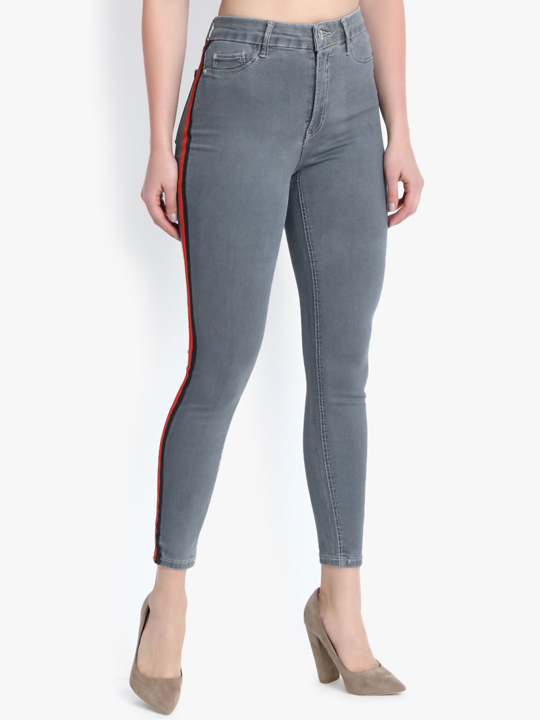Kotty Women Grey Skinny Fit High-Rise Clean Look Jeans
