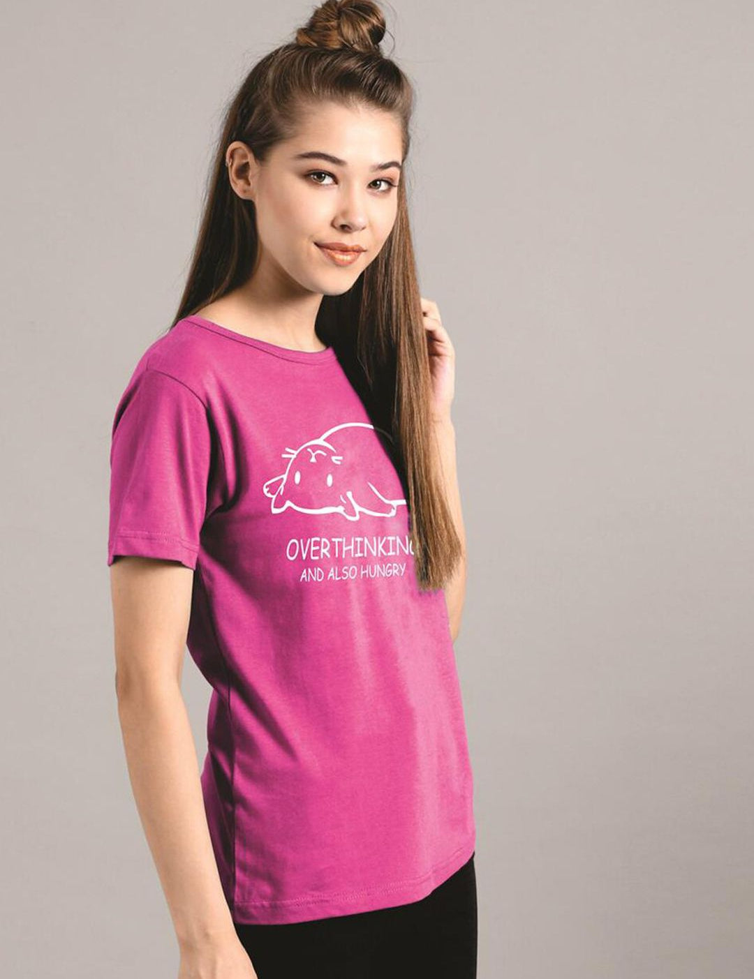 Kotty Women Purple Printed Round Neck T-shirt