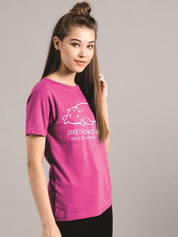 Kotty Women Purple Printed Round Neck T-shirt