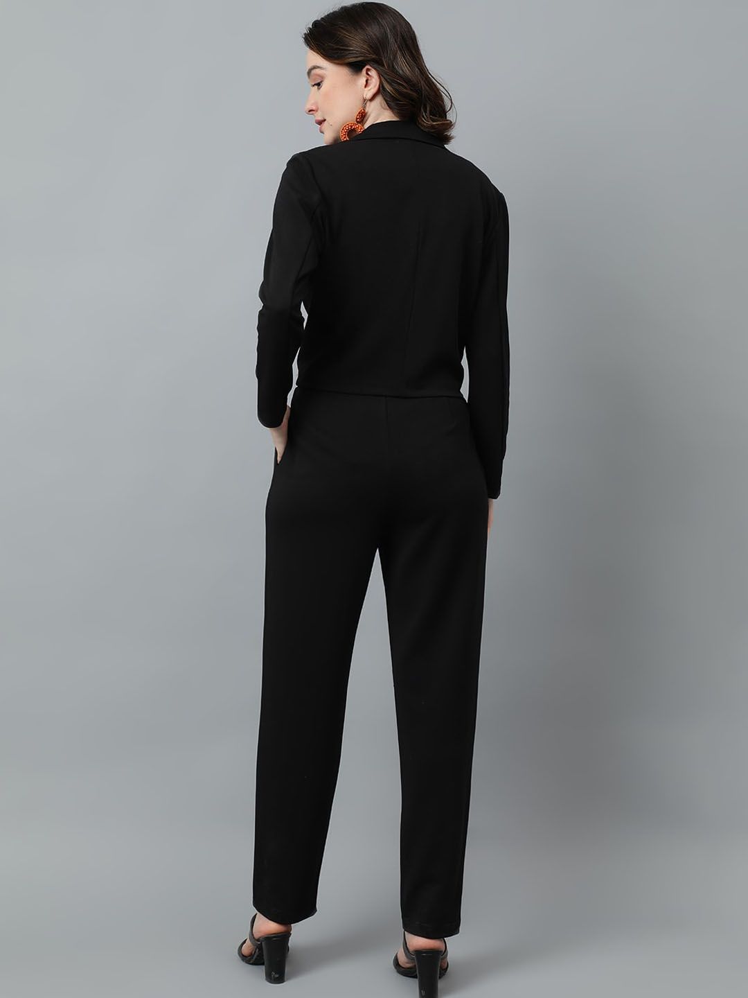 KOTTY BIZwear Black Notched Lapel Collar Blazer & Mid Rise Trouser