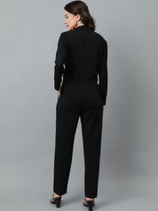 KOTTY BIZwear Black Notched Lapel Collar Blazer & Mid Rise Trouser
