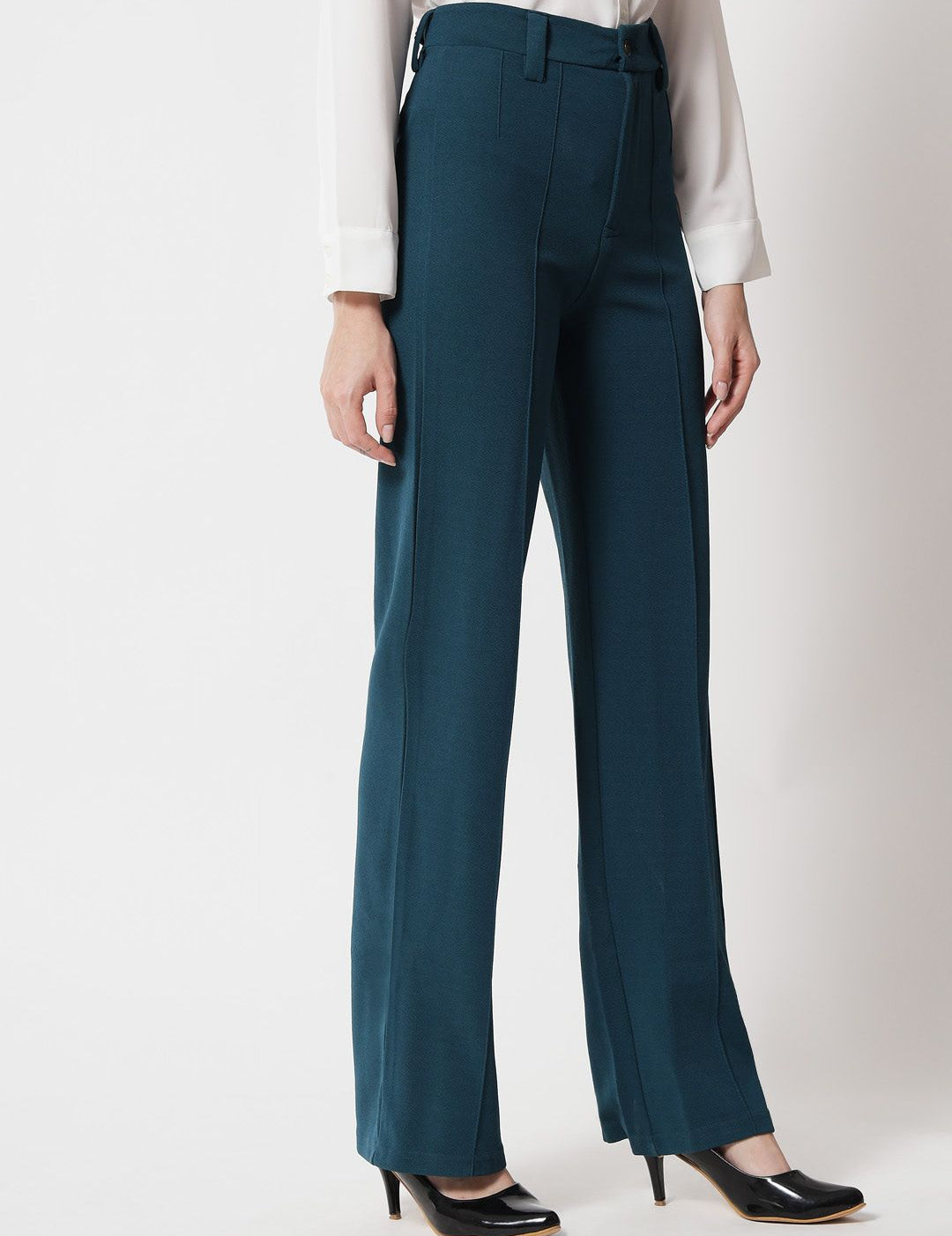 Kotty Women Pack Of 2 Relaxed Straight Leg Fit High-Rise Easy Wash Trousers