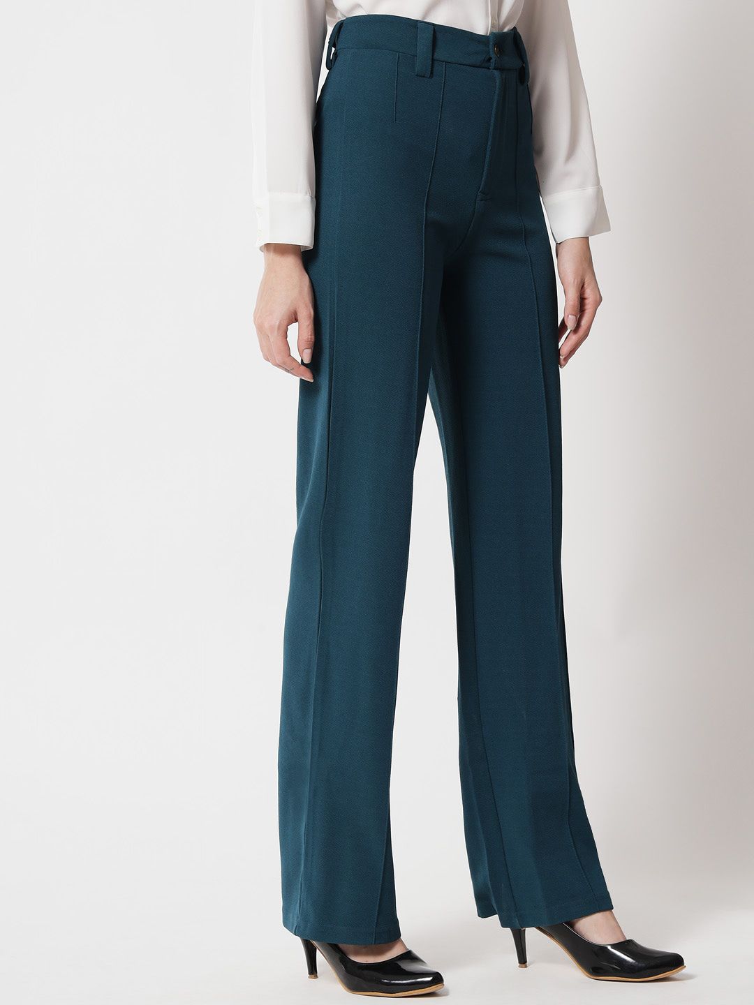 Kotty Women Pack Of 2 Relaxed Straight Leg Fit High-Rise Easy Wash Trousers