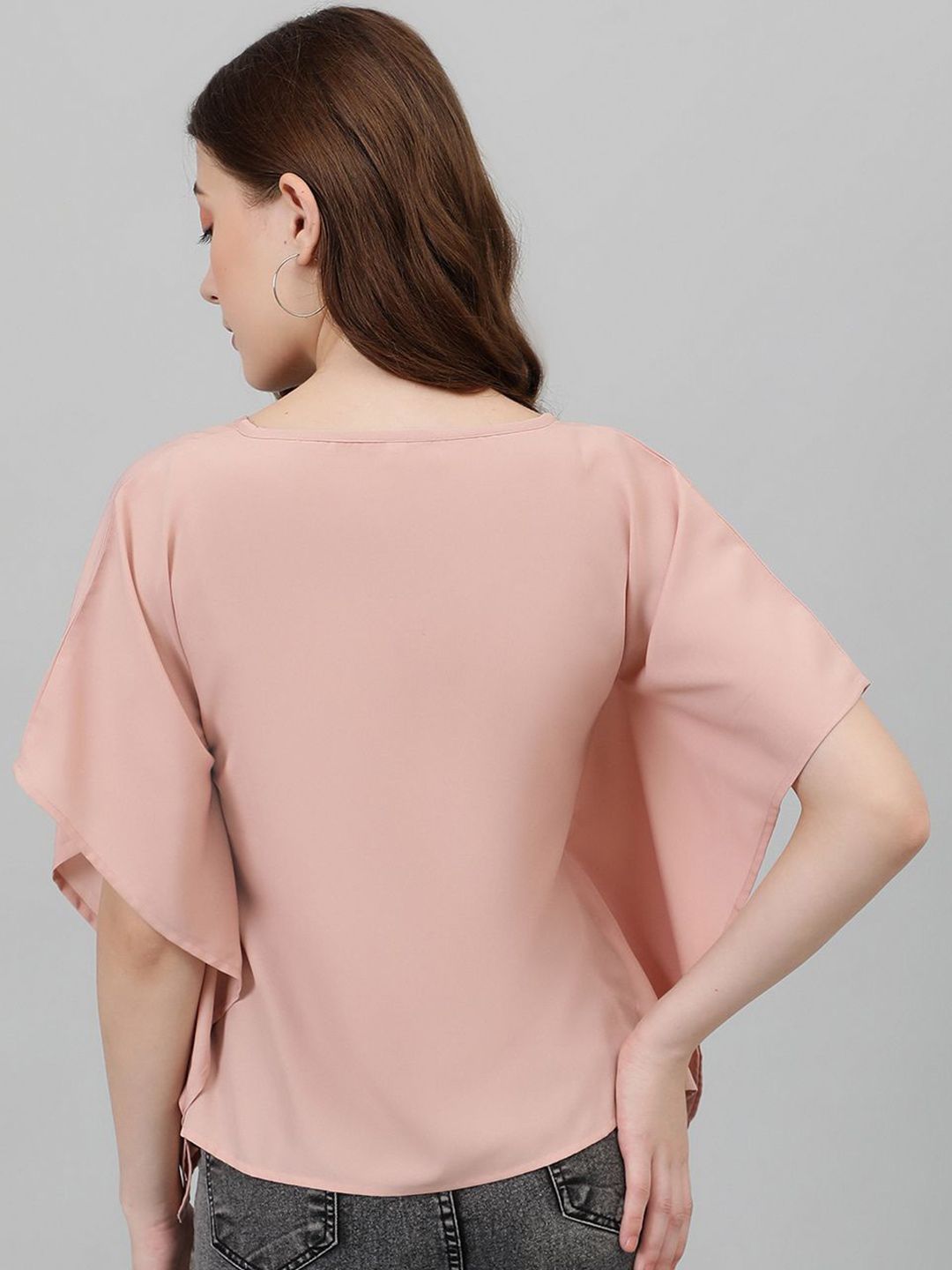 Kotty V-Neck Batwing Sleeves Solid Top