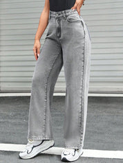 Kotty Women Jean Straight Fit High-Rise Heavy Fade Stretchable Jeans