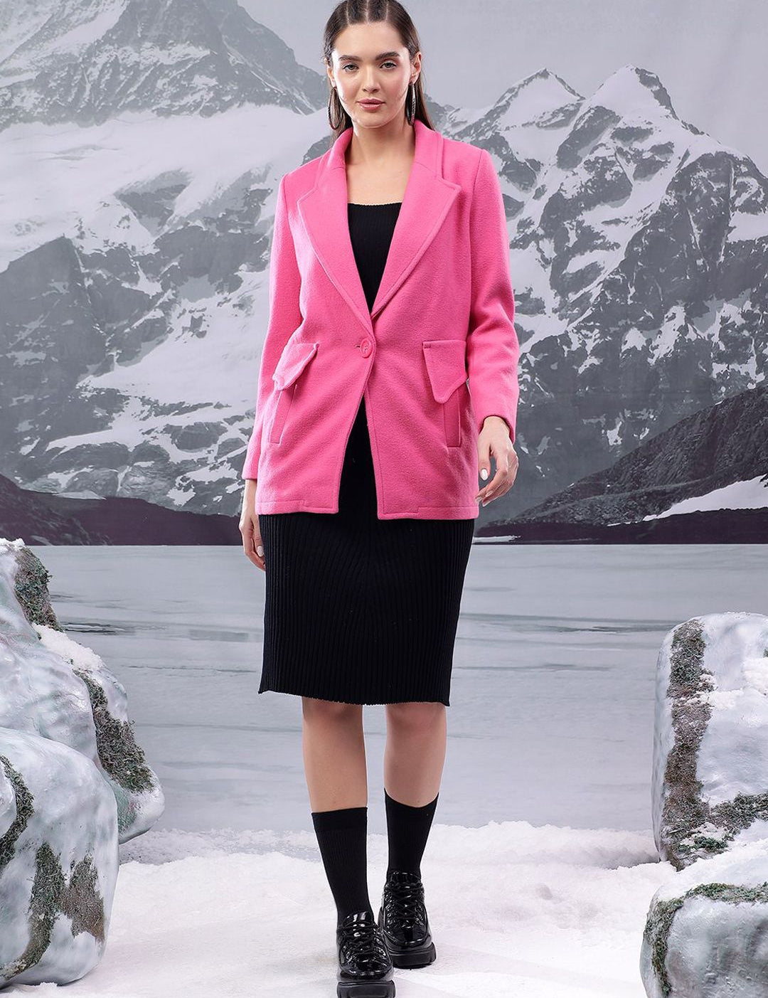 Kotty Women Notched Lapel Single-Breasted Overcoat