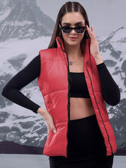 Kotty Women Mock Collar Solid Casual Puffer Insulator Jacket