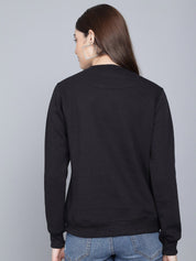 Kotty Women Black Printed Round Neck Sweatshirt