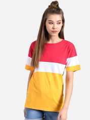 Kotty Women Pack Of 2 Yellow Colourblocked Round Neck T-shirt