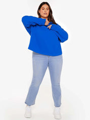 Kotty Plus Size Shirt Collar Drop Shoulder Fleece Sweatshirt