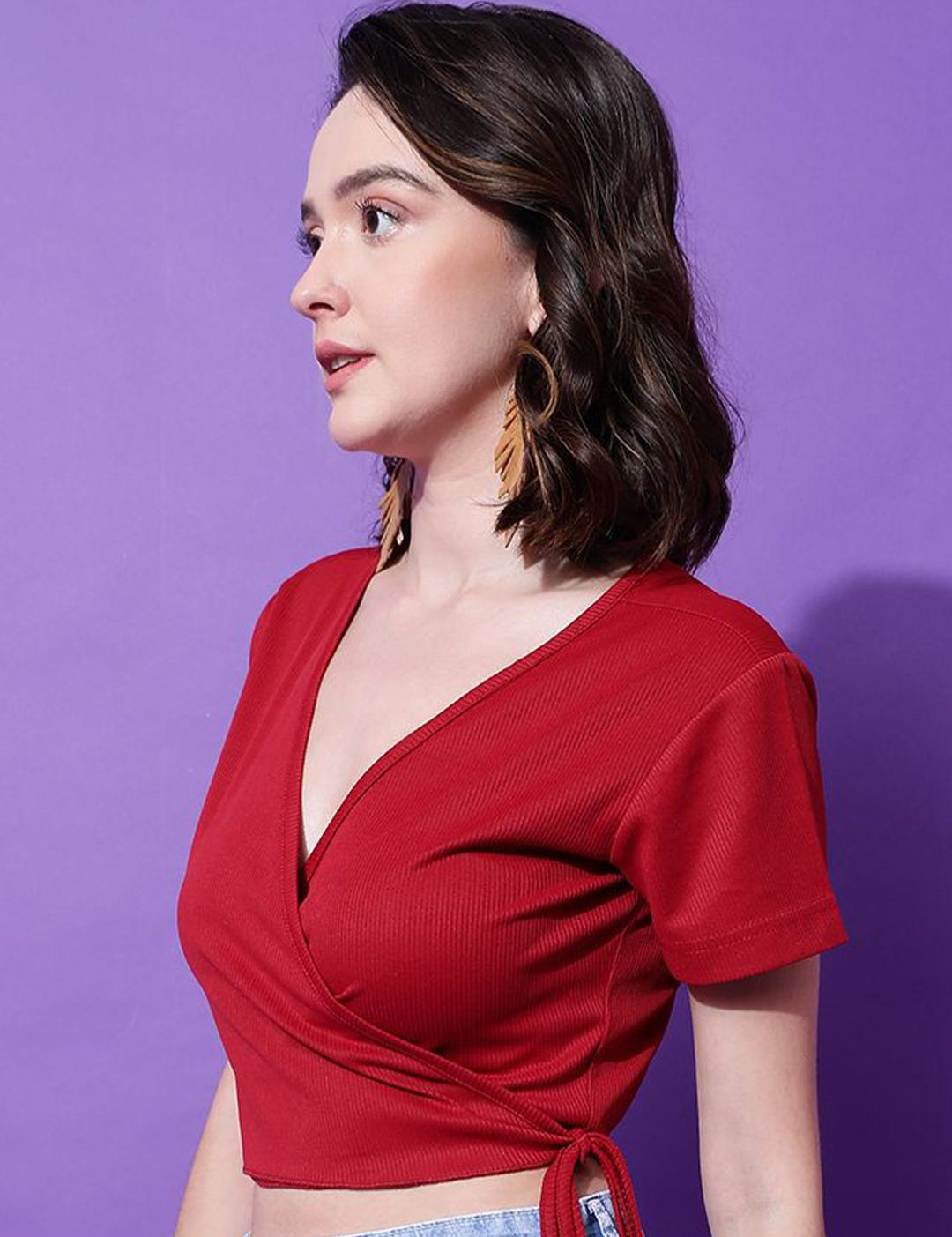 Kotty Women Solid V-Neck Cotton Top