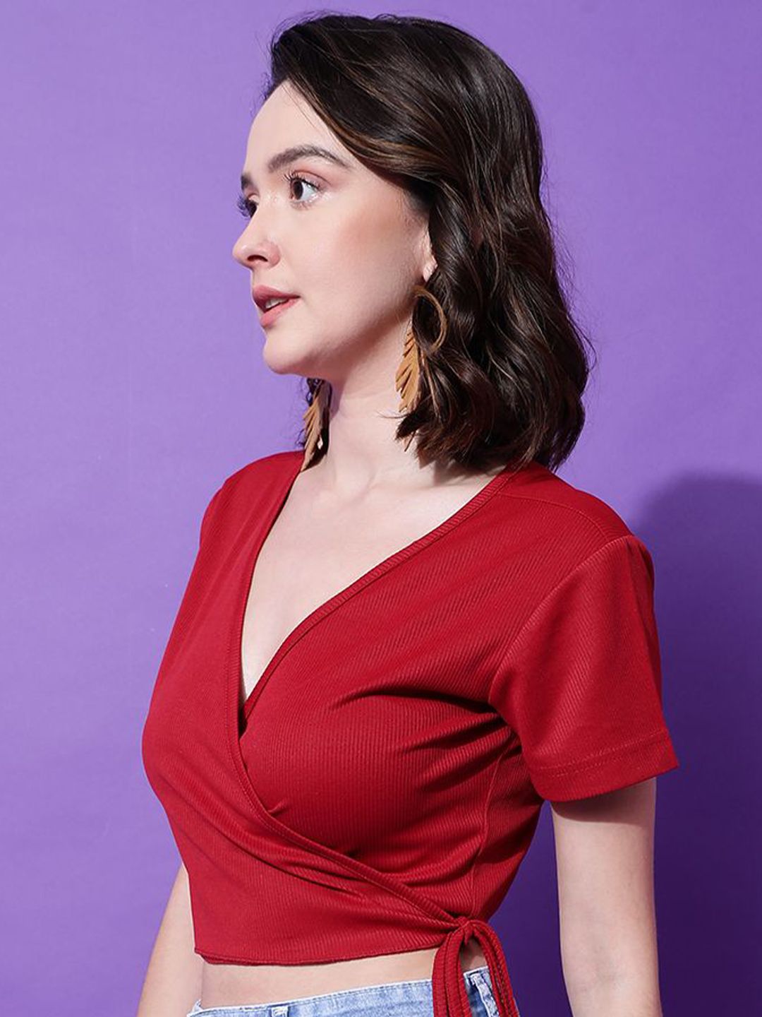 Kotty Women Solid V-Neck Cotton Top