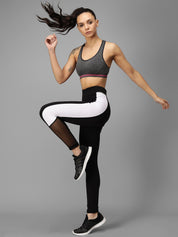 Kotty Women Black & White Coloublocked Tights