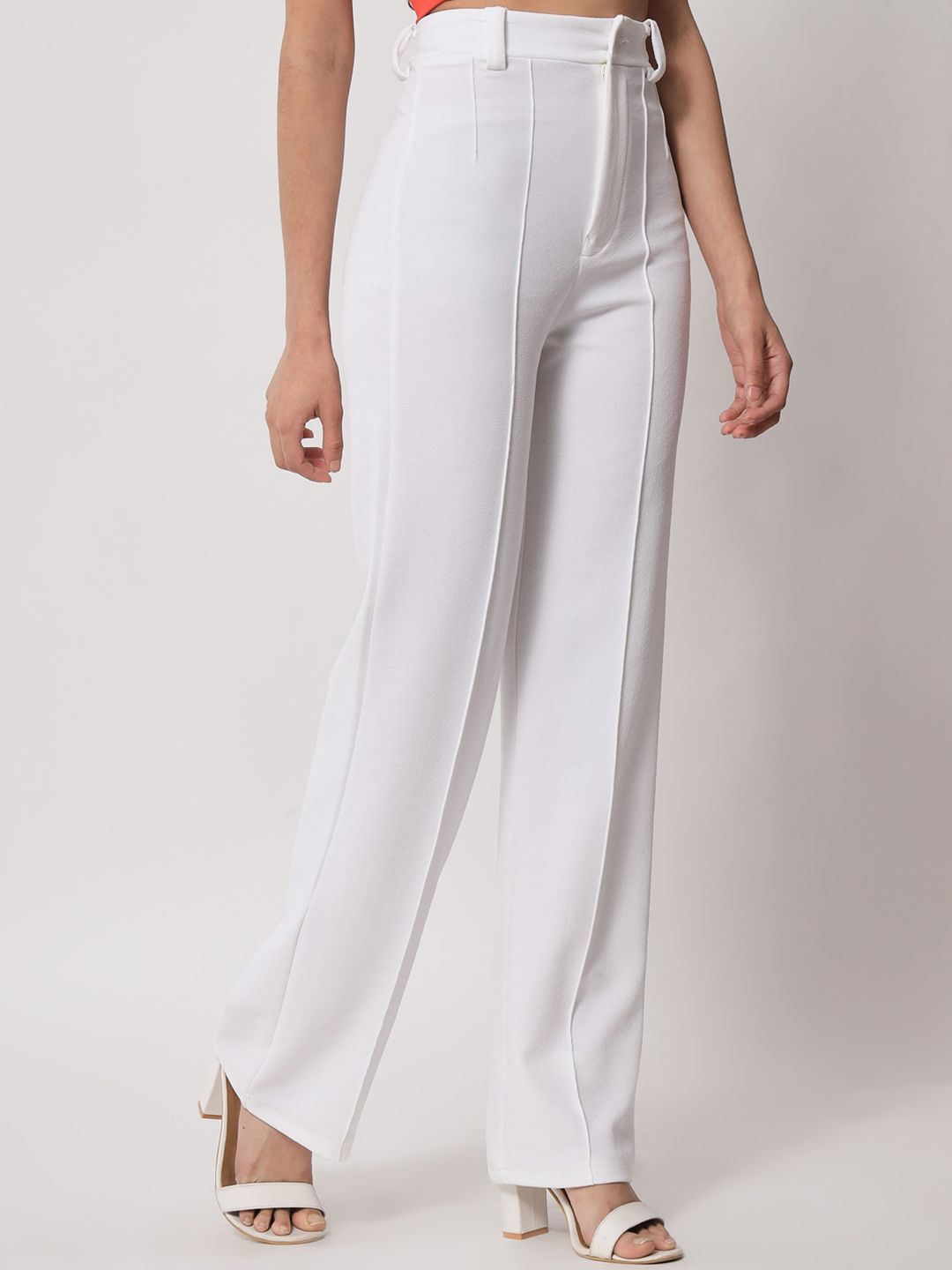 Kotty Women Pack Of 2 Relaxed Straight Leg Fit High-Rise Easy Wash Trousers