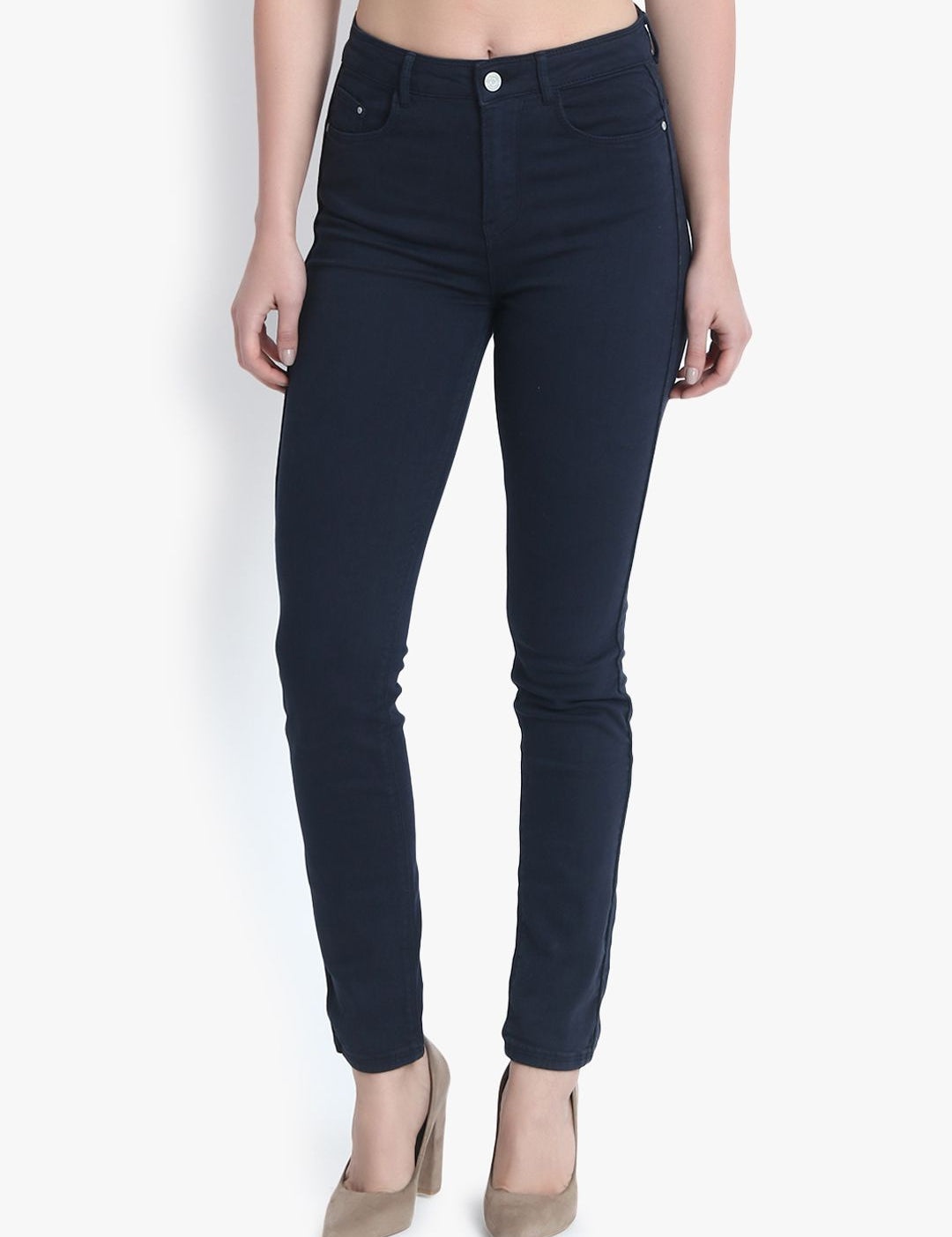 Kotty Women Navy Blue Skinny Fit High-Rise Clean Look Stretchable Jeans