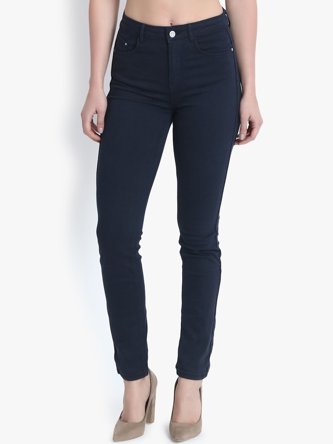 Kotty Women Navy Blue Skinny Fit High-Rise Clean Look Stretchable Jeans
