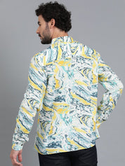 Kotty White Abstract Printed Casual Shirt