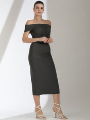 Kotty Grey Off Shoulder Top With Skirt