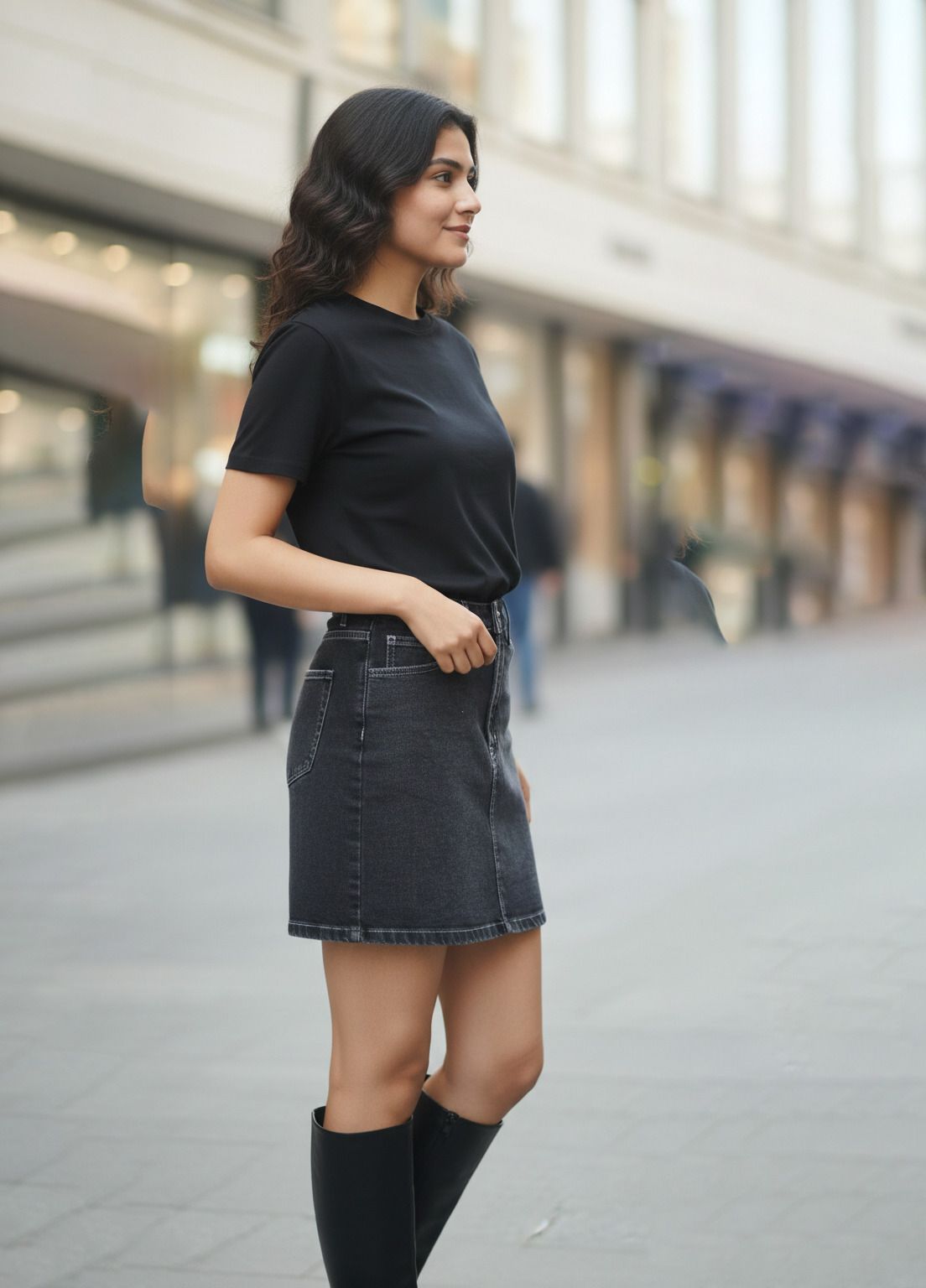 Kotty Women Black A-Line Mini Skirt