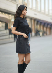 Kotty Women Black A-Line Mini Skirt