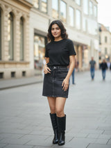 Kotty Women Black A-Line Mini Skirt