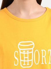 Kotty Women Yellow Printed Round Neck T-shirt