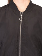 Kotty Women Black Solid Insulator Bomber Jacket