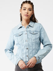 Kotty Women Blue Solid Denim Jacket