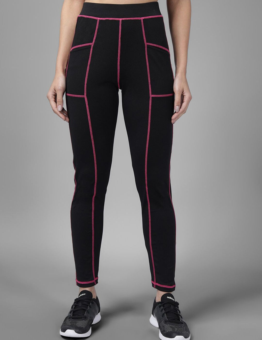 Kotty Women Black & Pink Patterned Tights