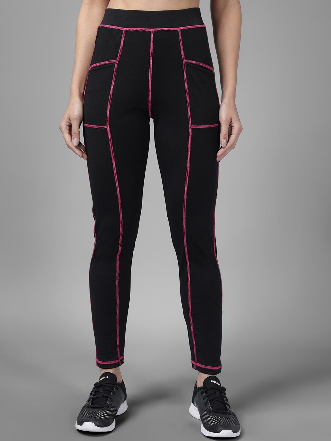 Kotty Women Black & Pink Patterned Tights