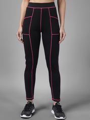 Kotty Women Black & Pink Patterned Tights