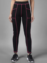 Kotty Women Black & Pink Patterned Tights