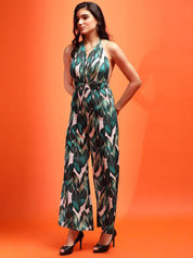 Kotty Women Printed Halter Neck Sleeveless Basic Jumpsuit