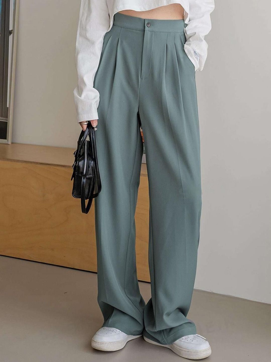 KOTTY BIZwear Women Straight Fit High-Rise Easy Wash Trousers