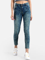 Kotty Women Blue Skinny Fit Mid-Rise Bleached Jeans