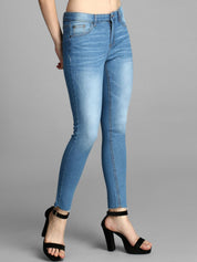 Kotty Women Blue Skinny Fit High-Rise Low Distress Jeans