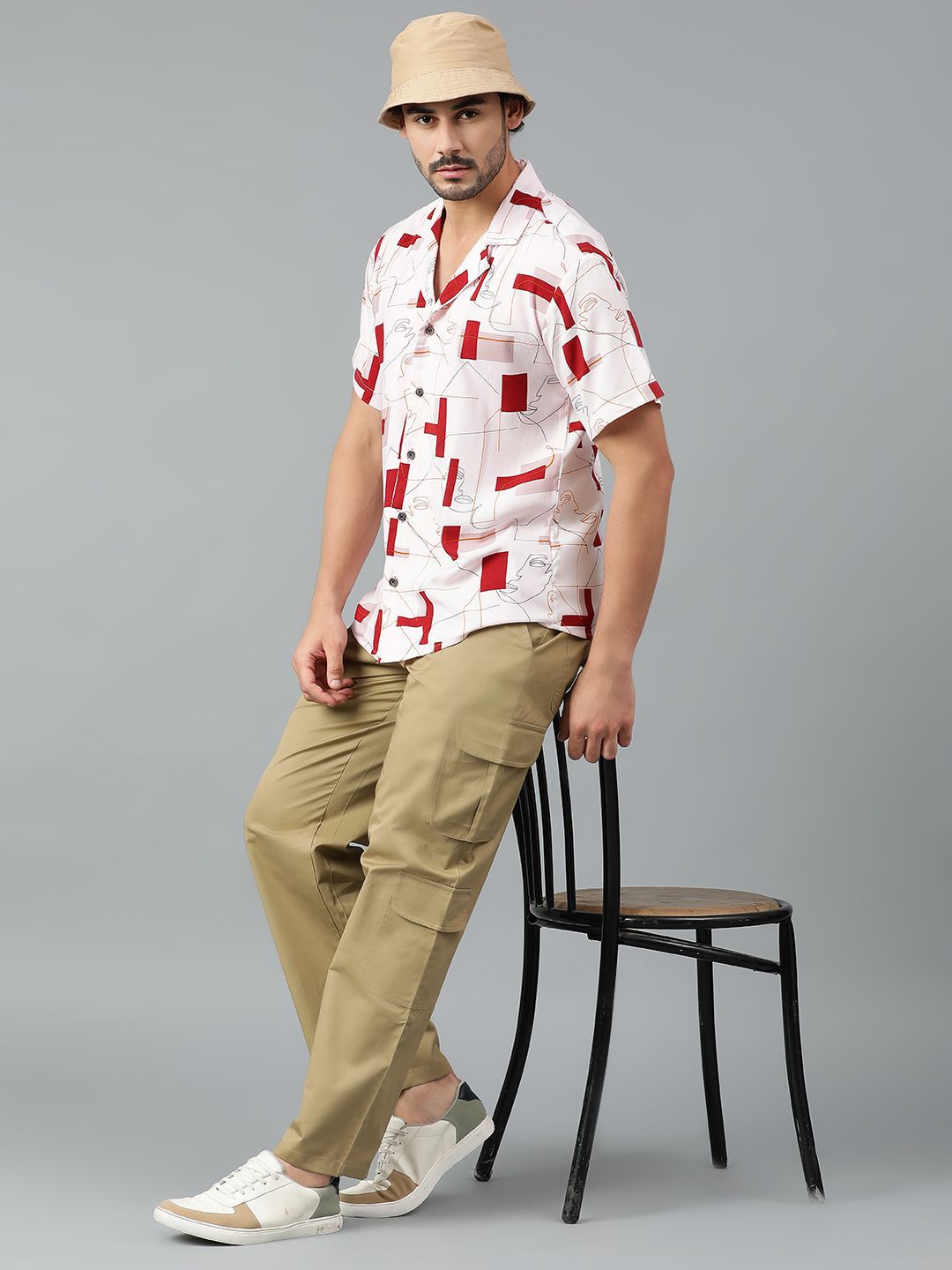 Kotty Men Cuban Collar Conversational Printed Casual Shirt