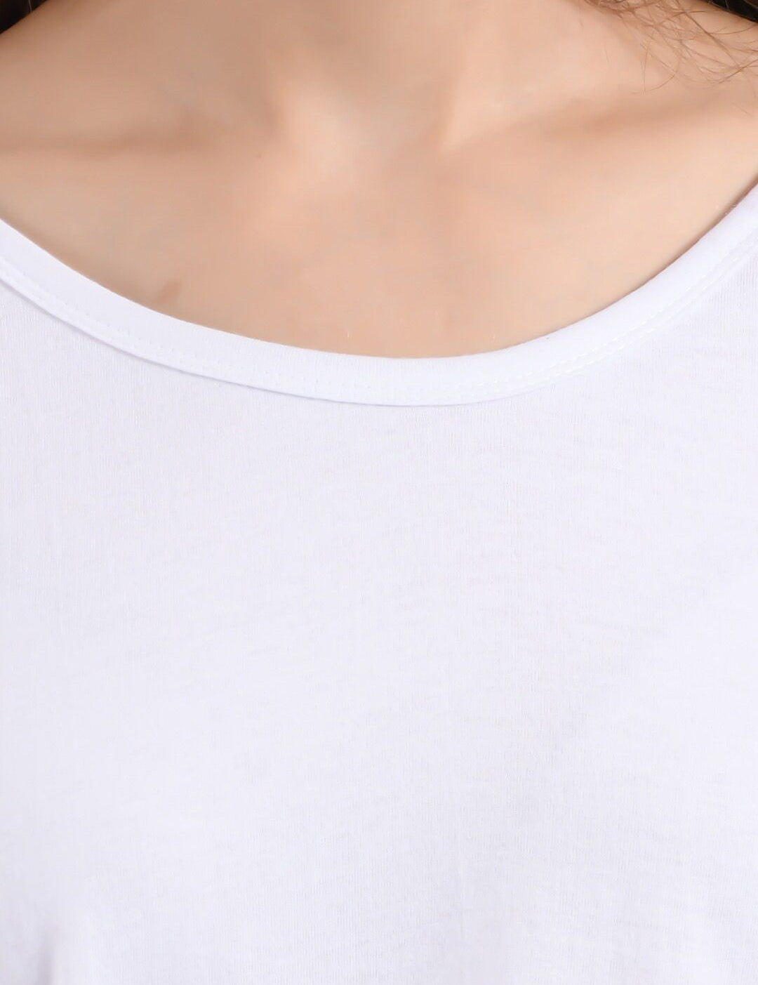 Kotty Women White & Red Colourblocked Boat Neck T-shirt