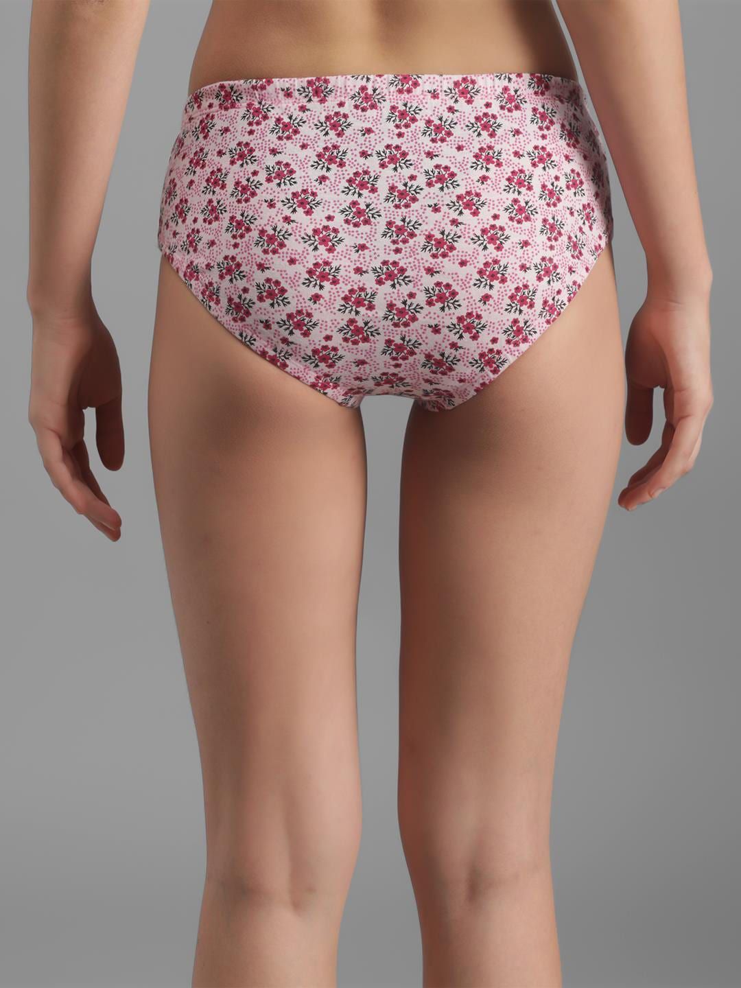 Kotty Women Pack Of 3 Floral Printed Cotton Ultra-Soft Hipster Briefs