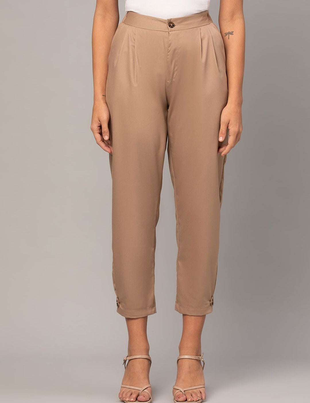 Kotty Women Relaxed High-Rise Easy Wash Pleated Trousers