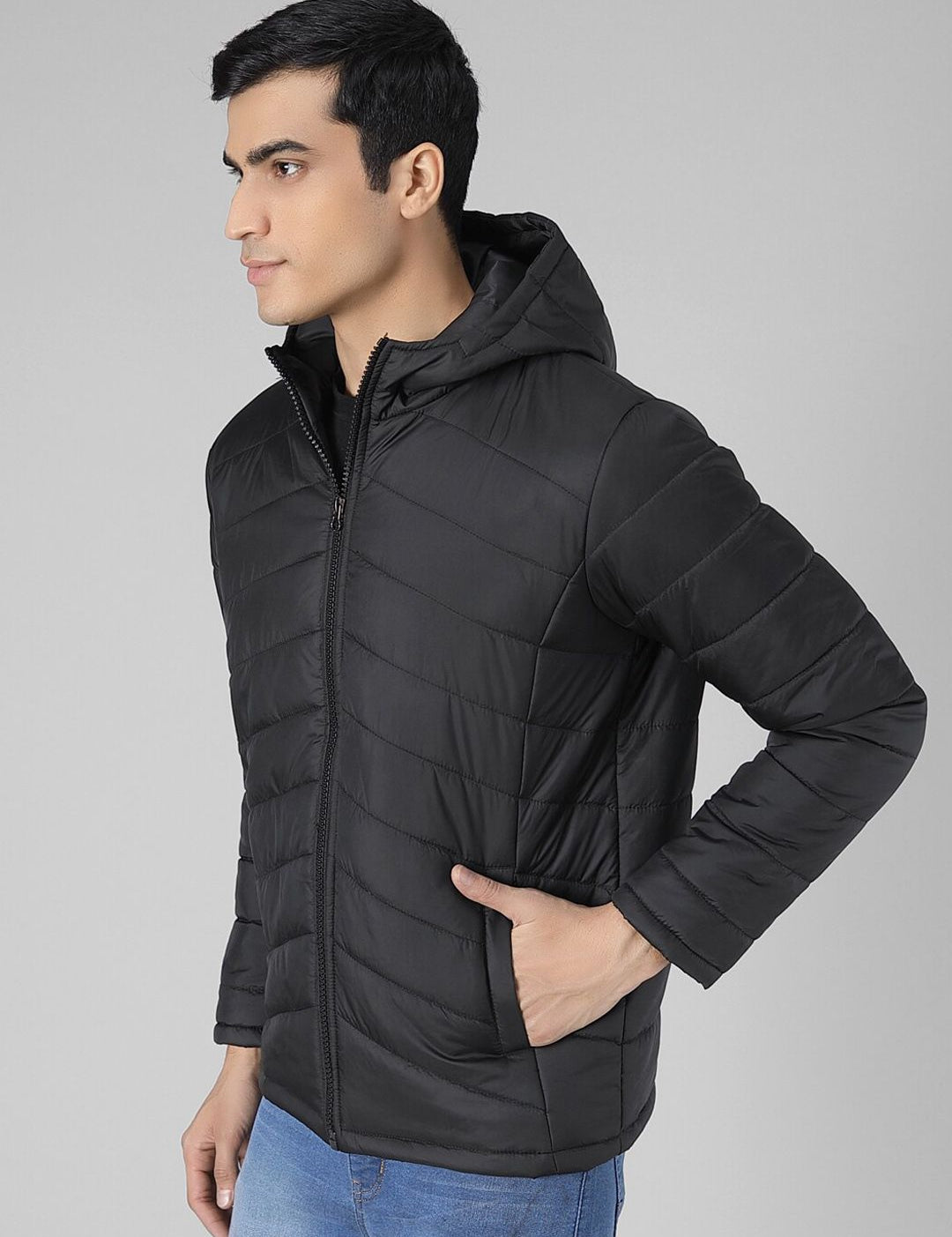 Kotty Men Black Solid Padded Jacket