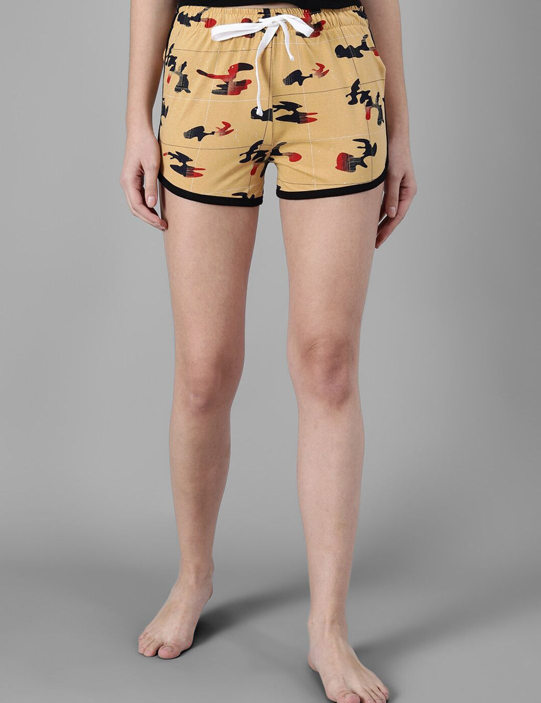 Kotty Women Yellow Printed Lounge Shorts